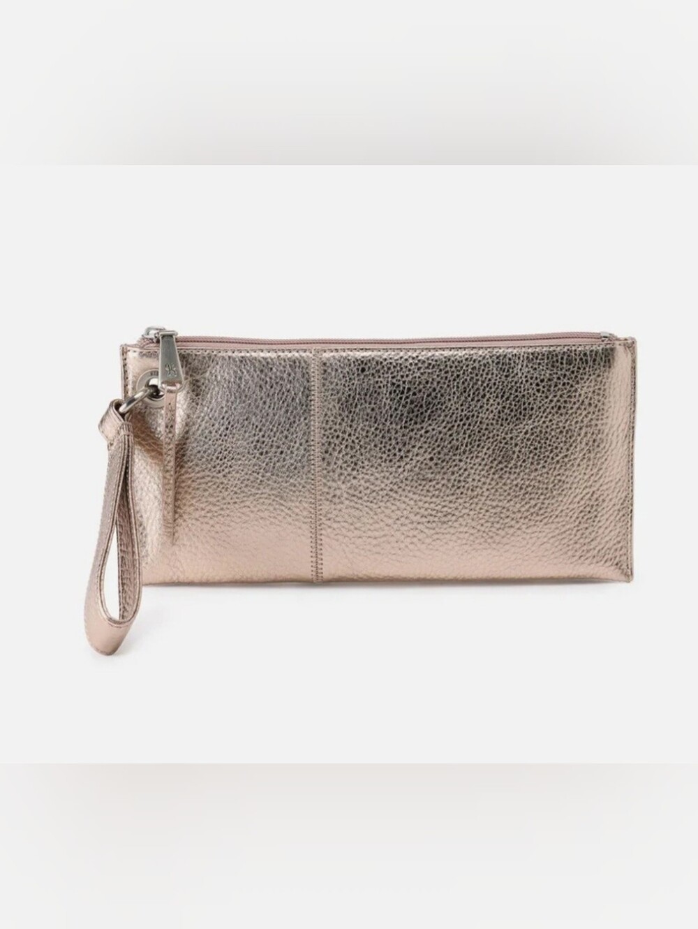 HOBO Metallic Rose Gold Wristlet Clutch with Detachable Strap